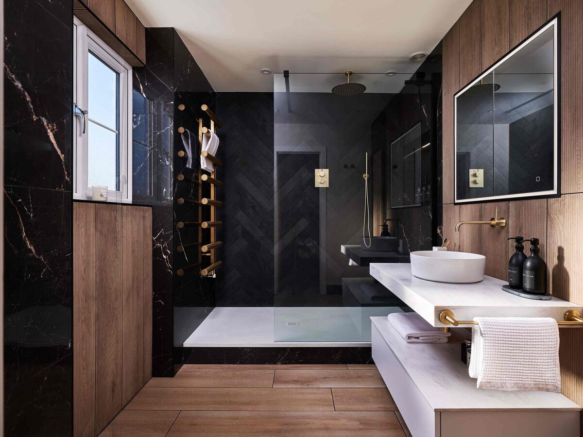 Bathroom — lighting installed by PatriotFix in Orange County
