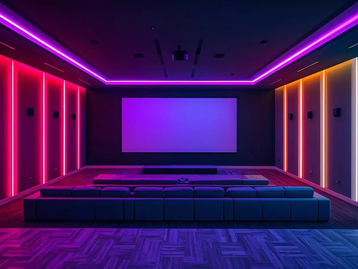 Media & game room — lighting installed by PatriotFix in Orange County